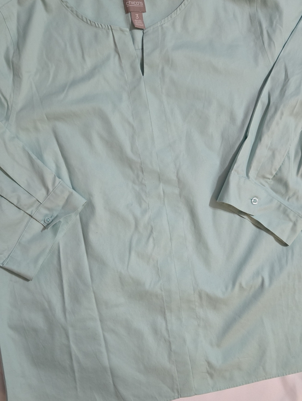 Chico's Light Mint Green V-Neck-Front Women's Blouse XL